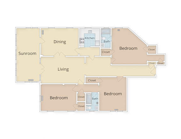 Kew Gardens apartments Georgetown Washington DC three bedroom floor plan