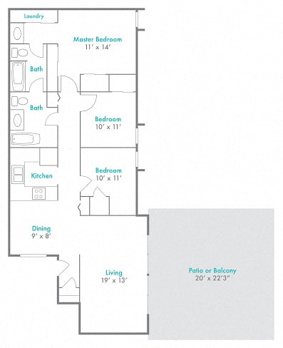 3 bed 2 bath A at Rivers Edge Apartments and Townhomes, Dayton, 45405