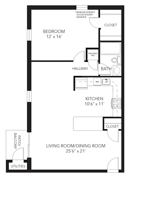 Banbury floor plan at Corner Park apartments, West Chester, PA