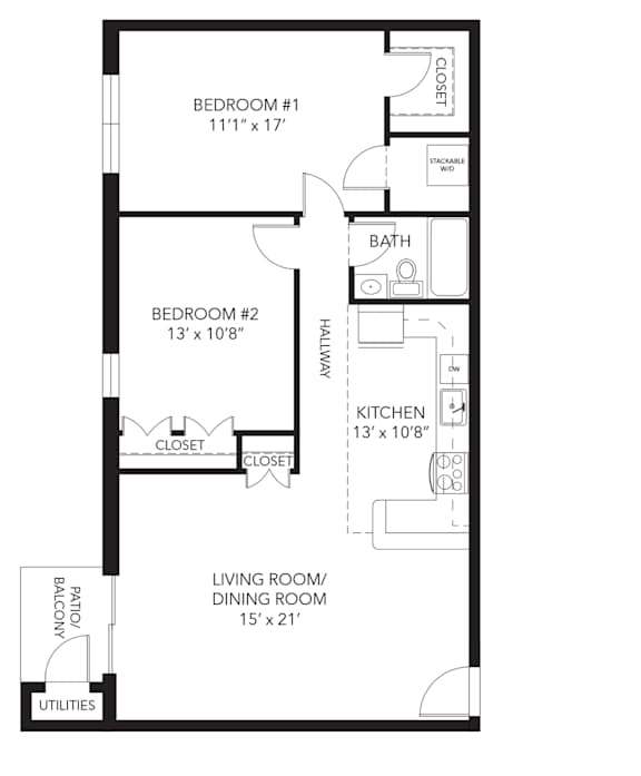 Brandywine floor plan at Corner Park apartments, PA, 19380
