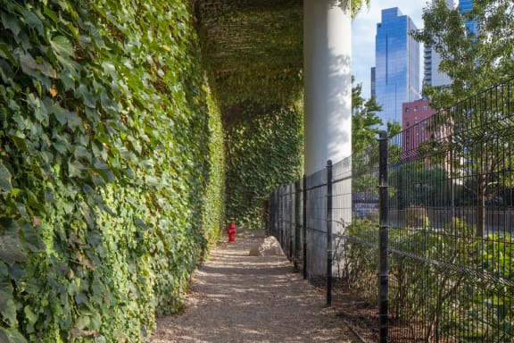 Outdoor dog run at Kingsbury Plaza, Illinois, 60654
