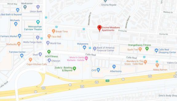 walk google maps at Encina Meadows Apartments, California