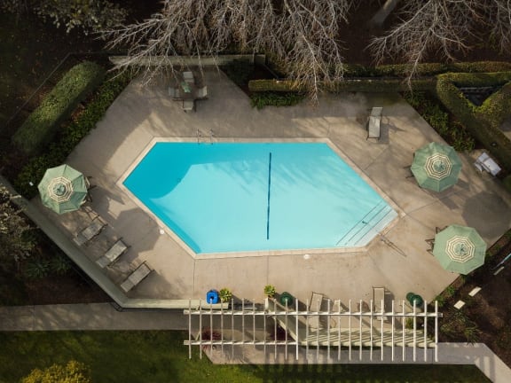 Aerial Pool View at Encina Meadows Apartments, Goleta