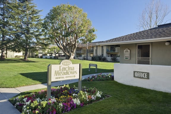 Welcoming Property Signage at Encina Meadows Apartments, California