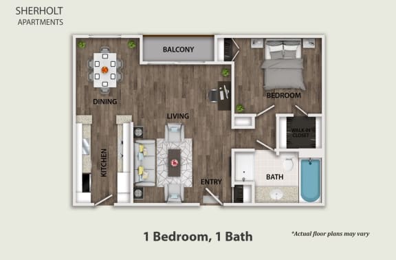 Floor Plan  1 Bedroom, 1 Bath