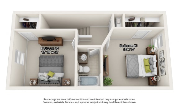 2 bedroom floorplan with garage