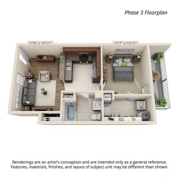 3 bedroom 3d floorplan Phase 3 Pickens Bridge Village in Piney Flats Tennessee