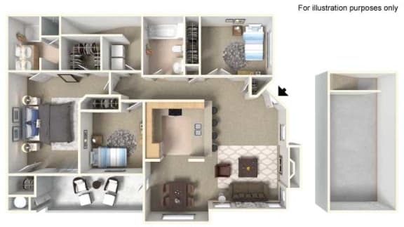 PLAN D + 1 Car Garage at Milan Apartment Townhomes, Las Vegas