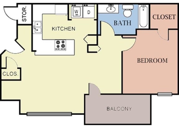 1 Bedroom 1 Bath 2D Floorplan-Cambury Hills Apartments Omaha, NE