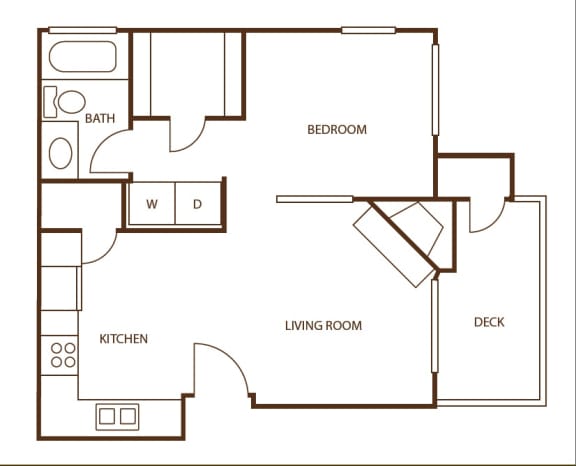 Floor Plan  Our Apartment studio floor plan at Newport Heights Apartment in Tukwila Washington