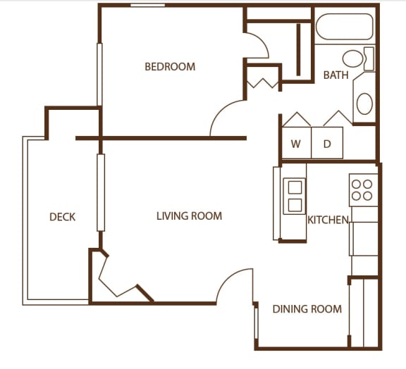 Our Apartment 1 bedroom, 1 bath floor plan at Newport Heights Apartment in Tukwila Washington