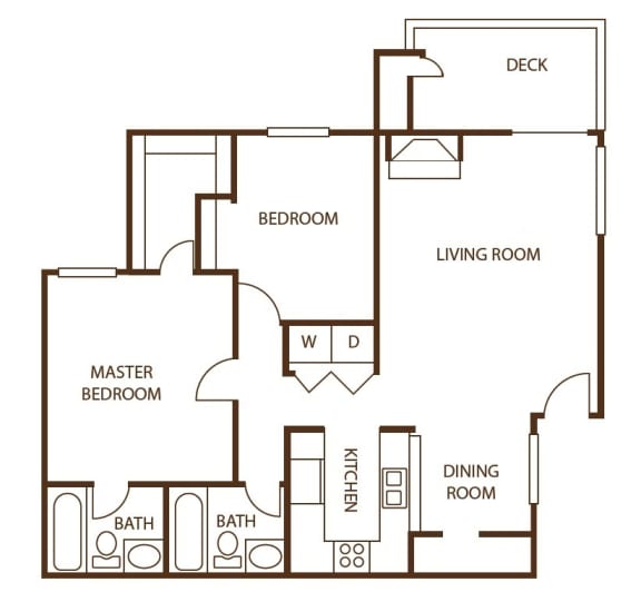 Our Apartment 2 bedrooms, 2 baths floor plan at Newport Heights Apartment in Tukwila Washington