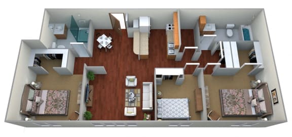 3 Bed  2 Bath Floor Plan at Autumn Hills Apartments, Forest Lake, Minnesota