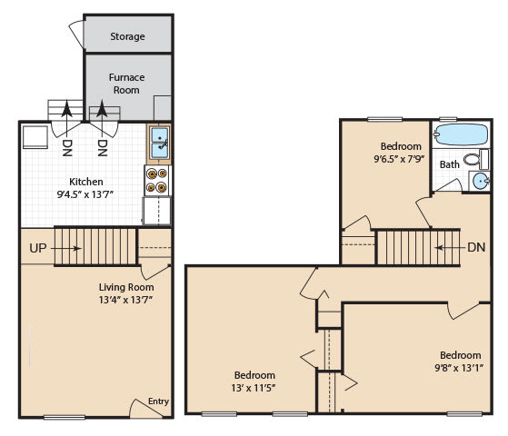 3 bedroom plan at Day Village Townhomes