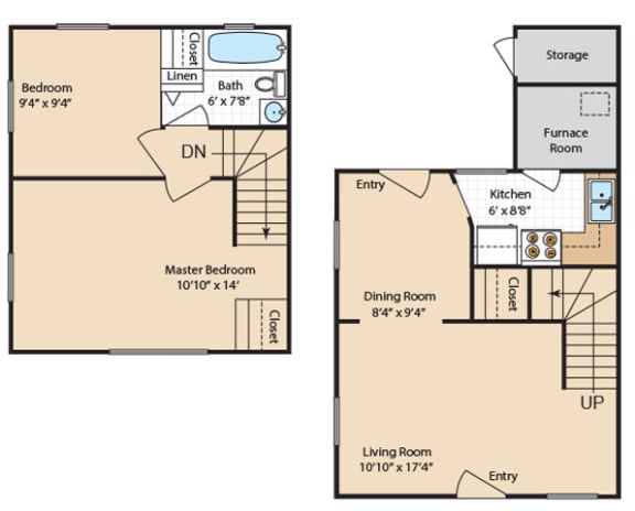 2 bedroom Floorplan at Day Village Townhomes, Dundalk, MD
