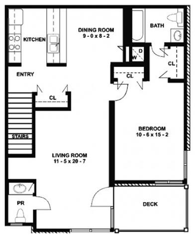 Davenport Floor Plan at Brookfield Apartments, Macungie, PA