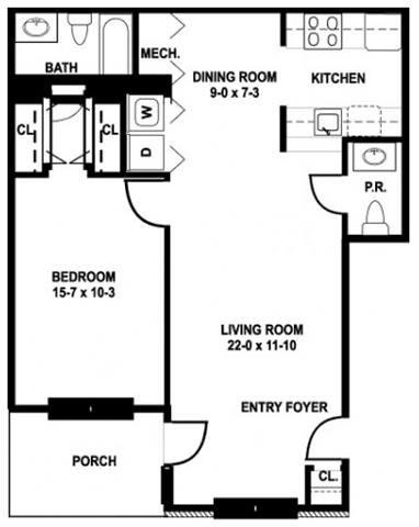 Magnolia Floor Plan at Meadows Apartments, Emmaus, PA