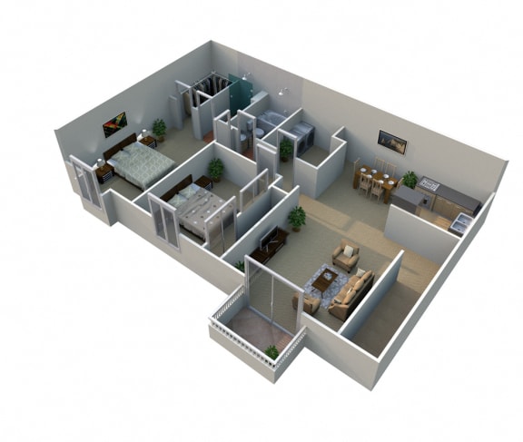 B 2 Bed 2 Bath Floorplan at Pilgrim Village - Canton, MI