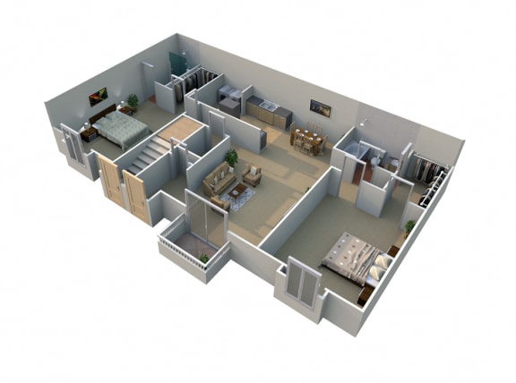 Floor Plan  C 2 Bed 2 Bath Floorplan at Pilgrim Village - Canton, MI