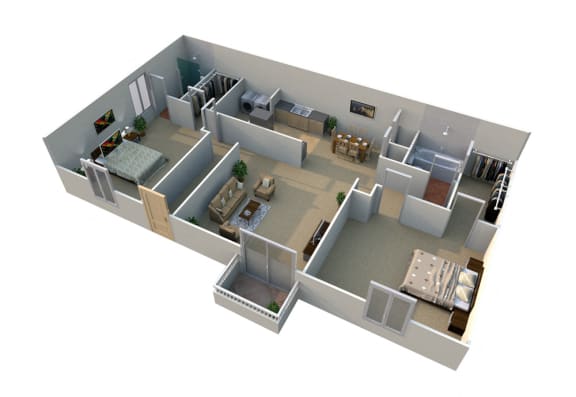 C 2 Bed 2 Bath Floorplan at Pilgrim Village - Canton, MI