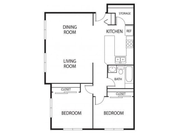 Hidden Valley Aspen Floor Plan Hidden Valley Apartments in Savage, MN 2 Bedroom 1 Bathroom Apartment