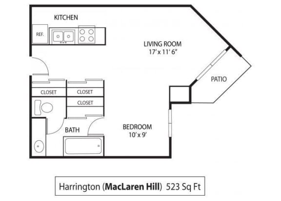 MacLaren Hill Harrington Floor Plan MacLaren Hill Apartments in St. Paul, MN Studio Apartment