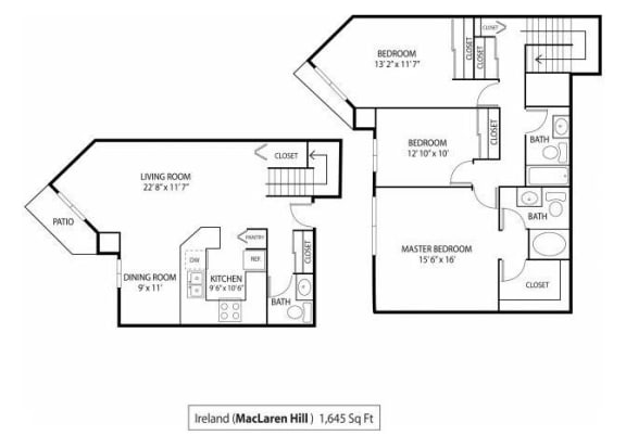 MacLaren Hill Apartments in St. Paul, MN 3 Bedroom 2.5 Bathroom Apartment