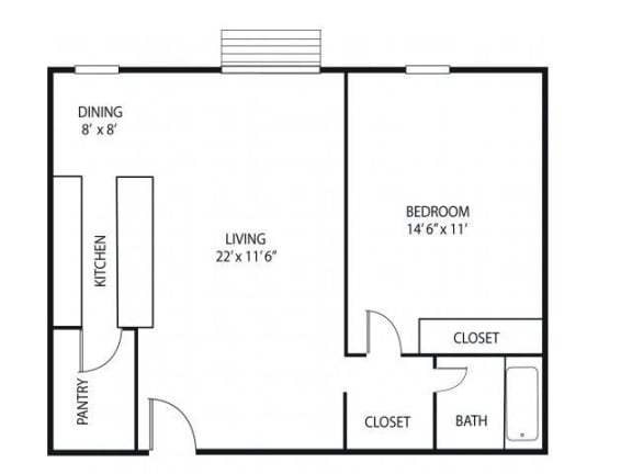 Floor Plan  Lou Park Apartments in St. Louis Park, MN 1 Bedroom 1 Bathroom Floor Plan
