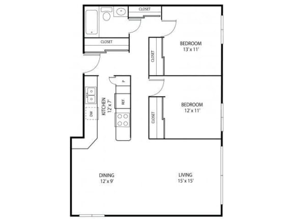 Minnehaha Manor Cedar Floor Plan Minnehaha Manor Apartments in Oakdale, MN 2 Bedroom 1 Bathroom