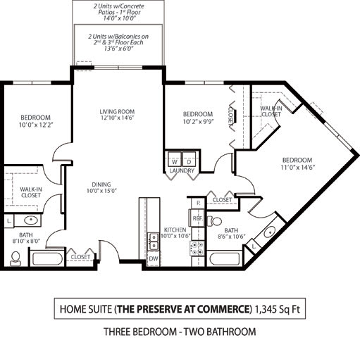 The Preserve at Commerce Apartments in Rogers, MN 3 Bedroom 2 Bath