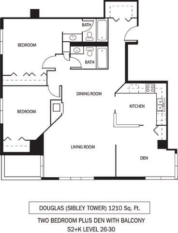 Floor Plan  Galtier Towers Apartments in Lowertown, St. Paul, MN 2 Bedroom 2 Bath Apartment