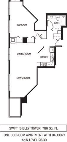 Galtier Towers Apartments in Lowertown, St. Paul, MN 1 Bedroom 1 Bath Apartment