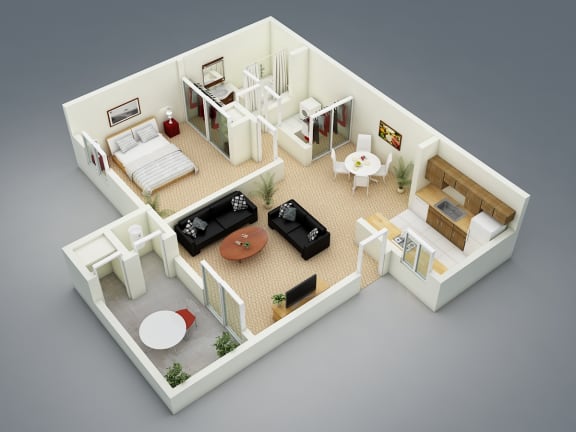 Spring Floor Plan Spring Floor Plan at The Seasons Apartments, California, 94583