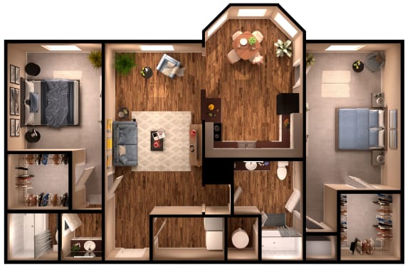 2 Bed 2 Bath Reno Floor Plan at Metro 5514, Houston, TX, 77021