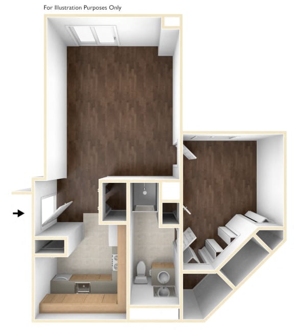 1 Bedroom Floor Plan at Laurelwood Place Apartments, Connecticut
