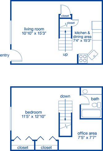 1 Bedroom I 1 Bath Floor Plan at Merrick Place, Kentucky, 40502