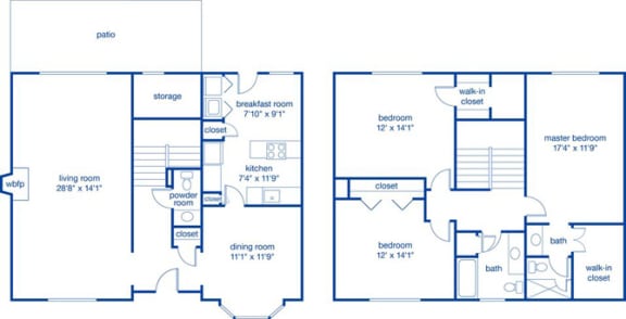 3 Bedrooms and 2.5 B Bathrooms Floor Plans at Merrick Place, Lexington, KY, 40502