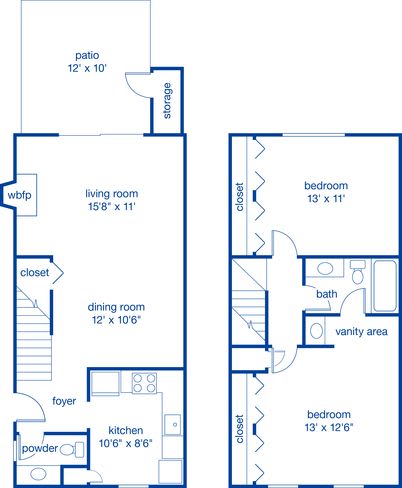 2 Bedrooms B and 1.5 Bathrooms Floor Plans 2 Bedrooms B and 1.5 Bathrooms Floor Plans at Merrick Place, Kentucky