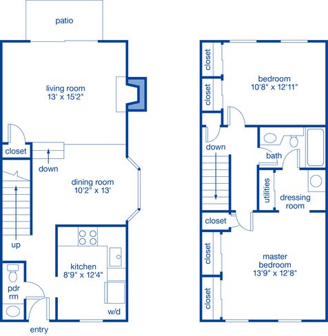 2 Bedrooms E and 1.5 Bathrooms Floor Plans 2 Bedrooms E and 1.5 Bathrooms Floor Plans at Merrick Place, Lexington, KY
