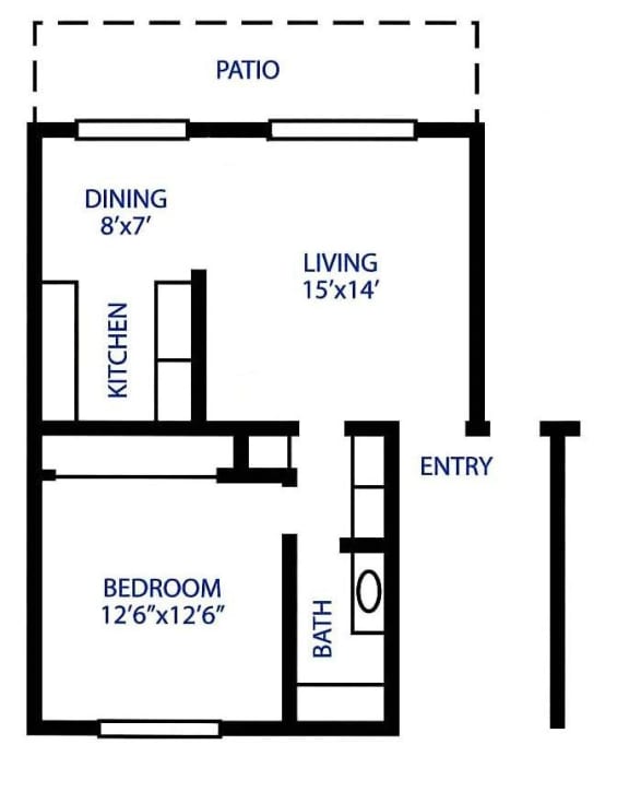 a floor plan of a small house with a kitchen and a living room