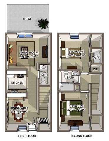 The Windsor 2 Floor Plan The Windsor 2 Floor Plan at South Square Townhomes, North Carolina, 27707