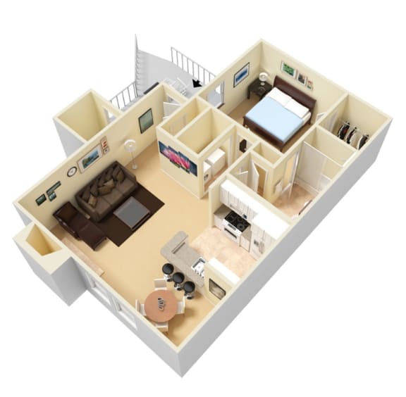 The Litchfield 1 bedroom 1 bathroom Floor Plan at Palmetto Place Apartments in Taylors SC
