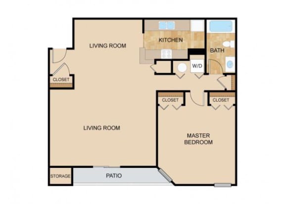 1 Bedroom 1 Bath Floor Plan, at Falgrove, The, Omaha, NE 68137