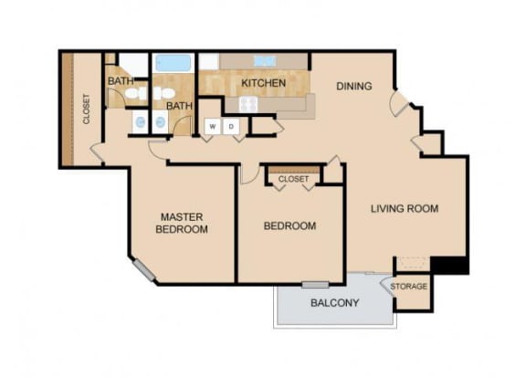 Floor Plan  2 Bedroom _1 Bath Floor Plan, at Falgrove, The, 5410 S 111th Plz, Nebraska