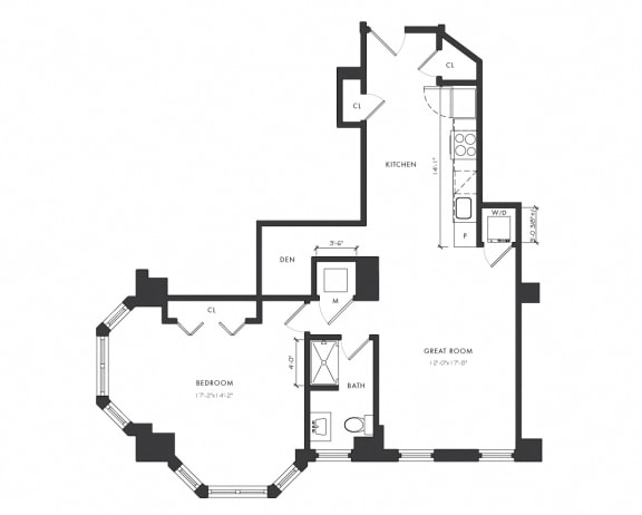 Floor Plan  Residence E - 1 Bedroom Delux