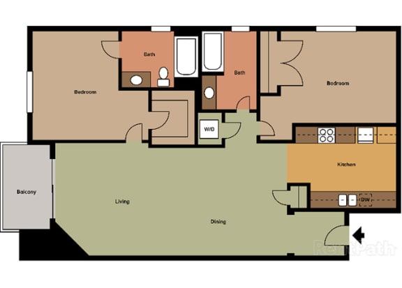 2 Bed - 2 Bath Santorini Floor Plan at Le Blanc Apartment Homes, California