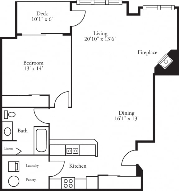 A black and white image of a floor plan for a house.