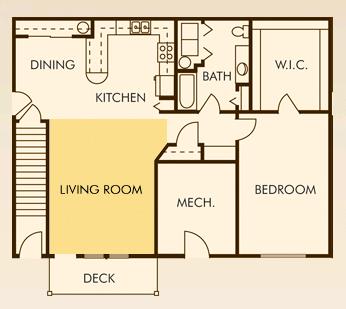 Pineview: 1 Bedroom + 1 Bathroom