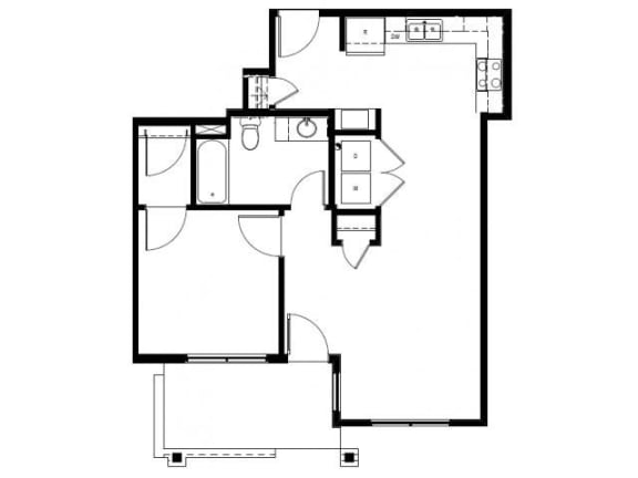Capitol Yard Apartments_ West Sacramento CA_Floor Plan_One Bedroom One Bathroom A1