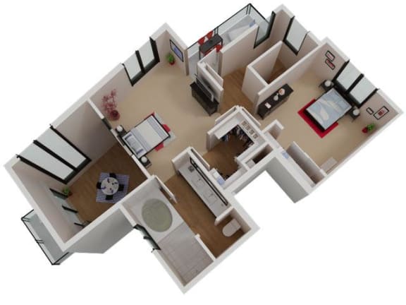 Floor Plan  Capitol Yard Apartments_ West Sacramento CA_Floor Plan_Three Bedroom Two Bathroom C2 Second Floor